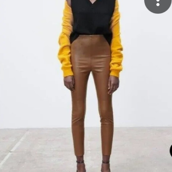 Zara fake leather Legging/Pants - Picture 1 of 7